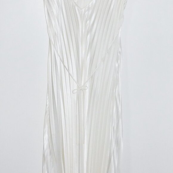 Vintage Embroidered Bridal White Sheer & Pleated Satin Nightgown Peignoir Set M - Picture 4 of 9